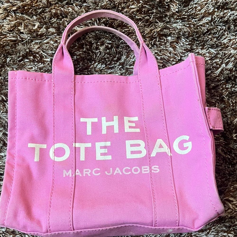 Marc Jacobs Pink Canvas Tote Bag with Bold Branding